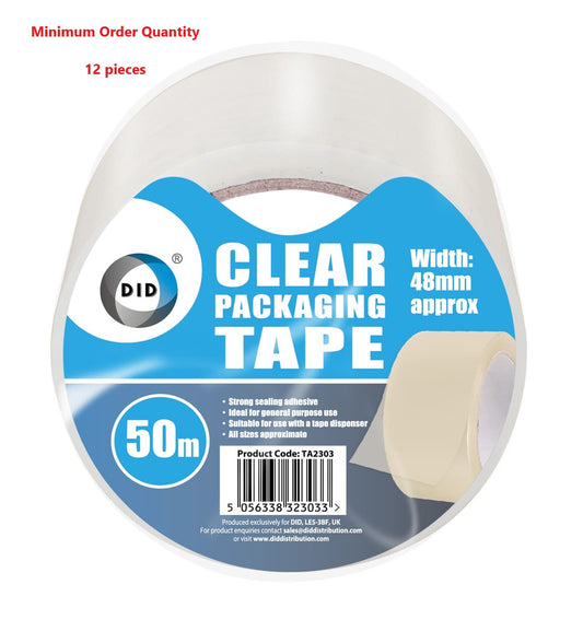 50m x 48mm clear packaging tape